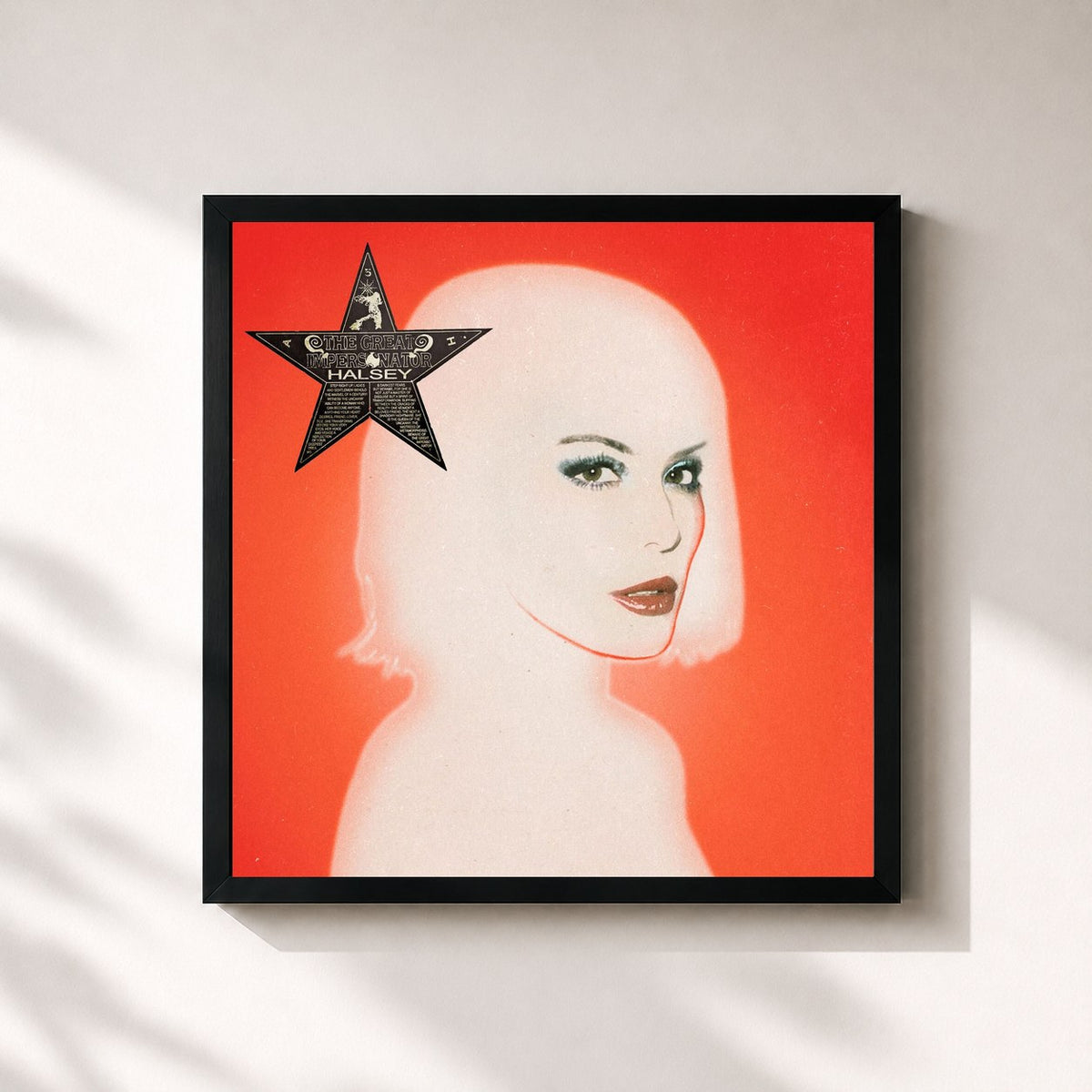 #noir Tableau carré de l'album The Great Impersonator (Deluxe) de Halsey, cadre noir 32x32 cm