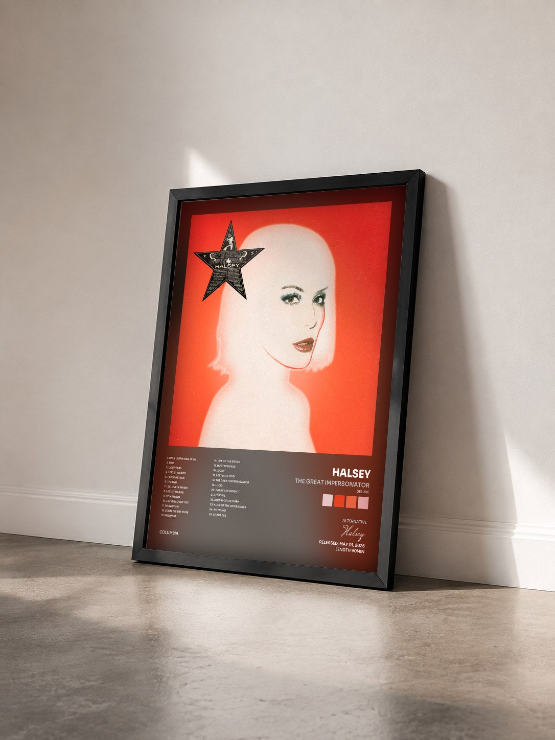#noir Tableau de l'album The Great Impersonator (Deluxe) de Halsey vu de trois quarts, cadre noir