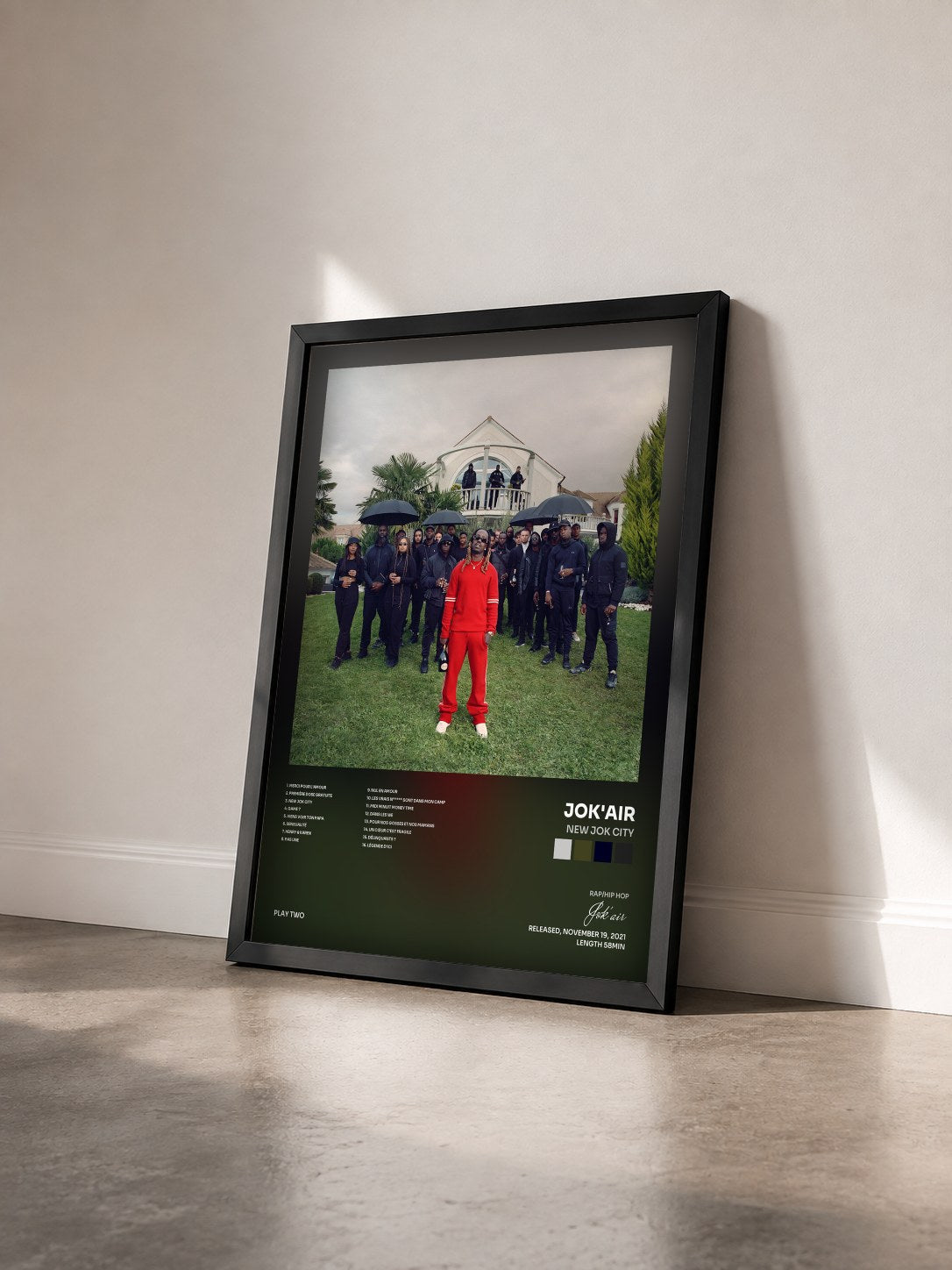 #noir Tableau de l'album New Jok City de Jok'air vu de trois quarts, cadre noir