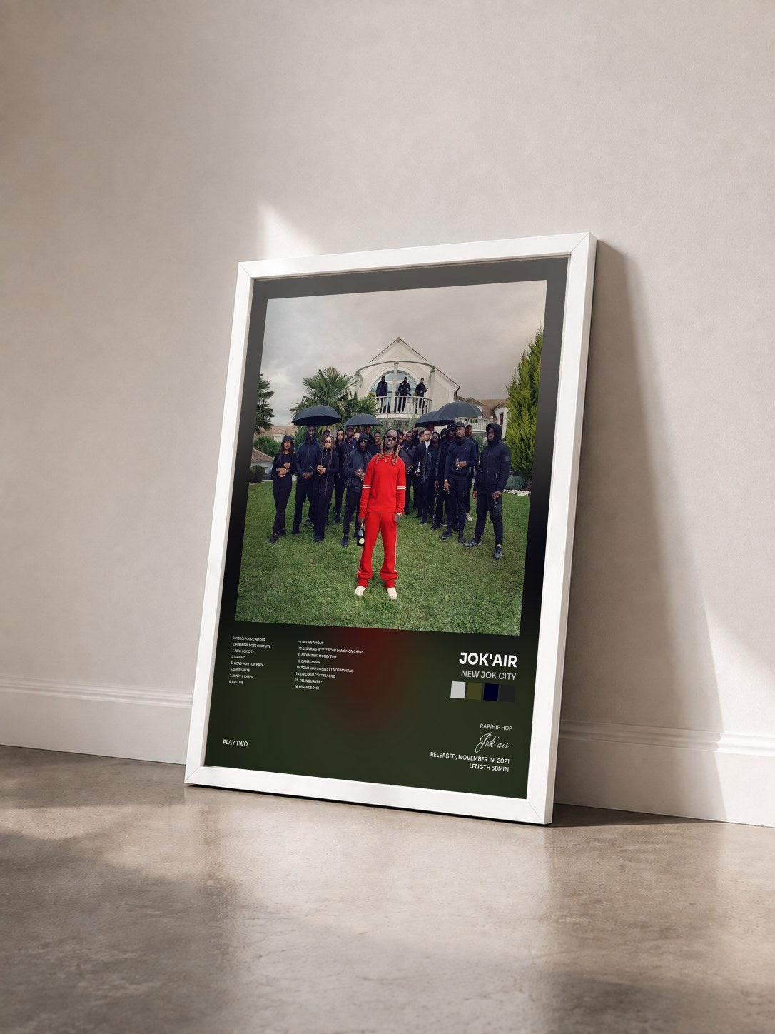 #blanc Tableau de l'album New Jok City de Jok'air vu de trois quarts, cadre blanc