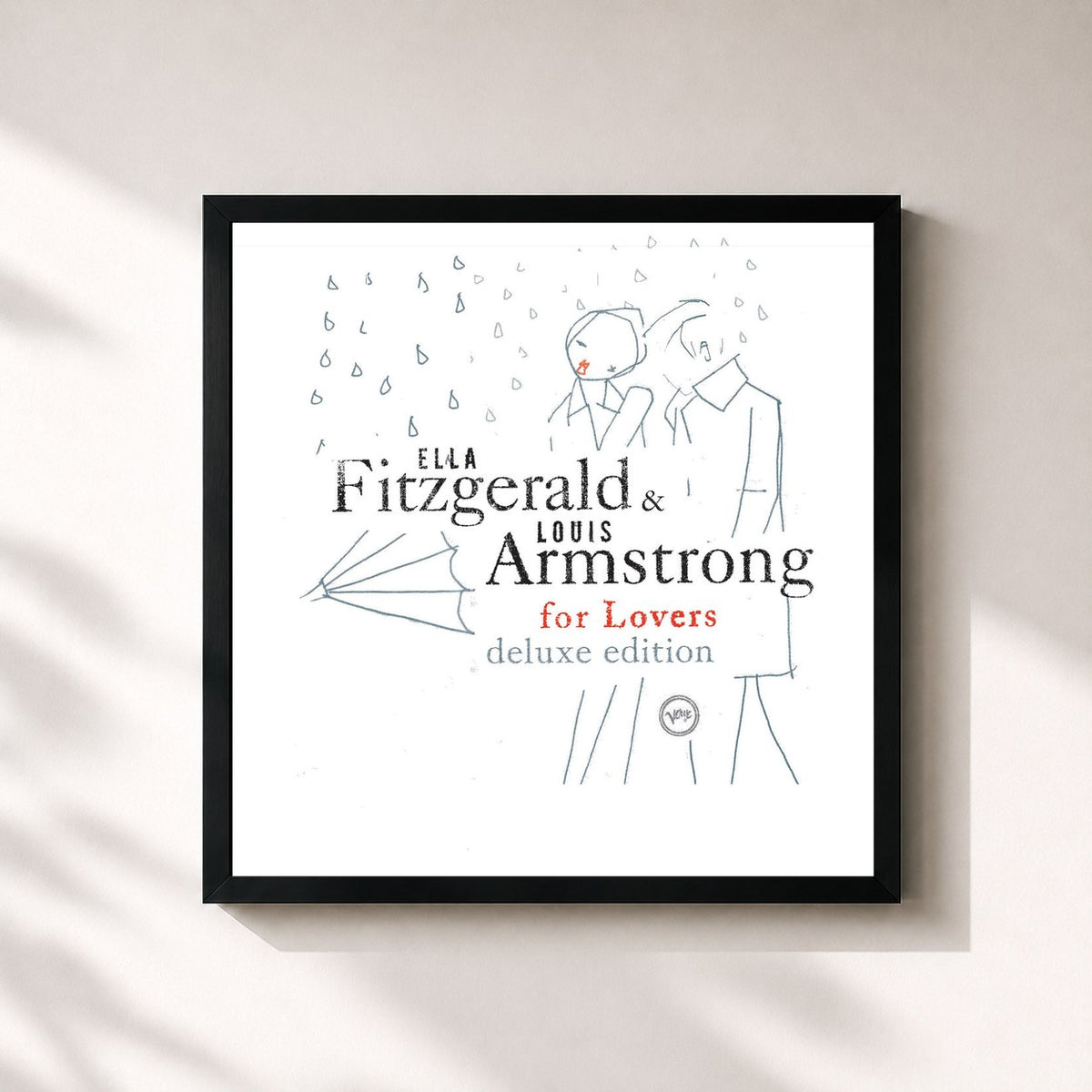 #noir Tableau carré de l'album Ella & Louis For Lovers (Deluxe Edition) de Louis Armstrong, cadre noir 32x32 cm