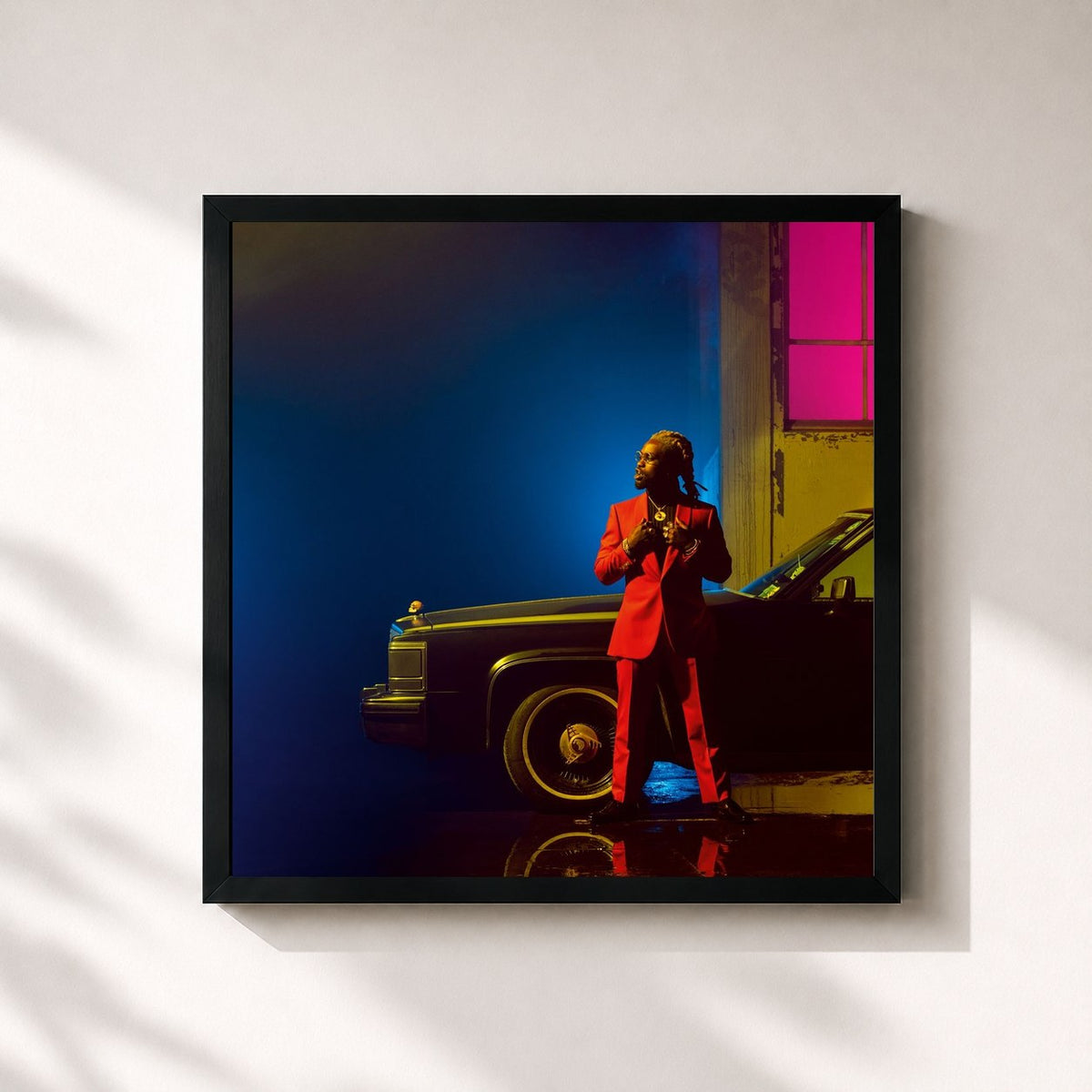 #noir Tableau carré de l'album Jok'travolta de Jok'air, cadre noir 32x32 cm