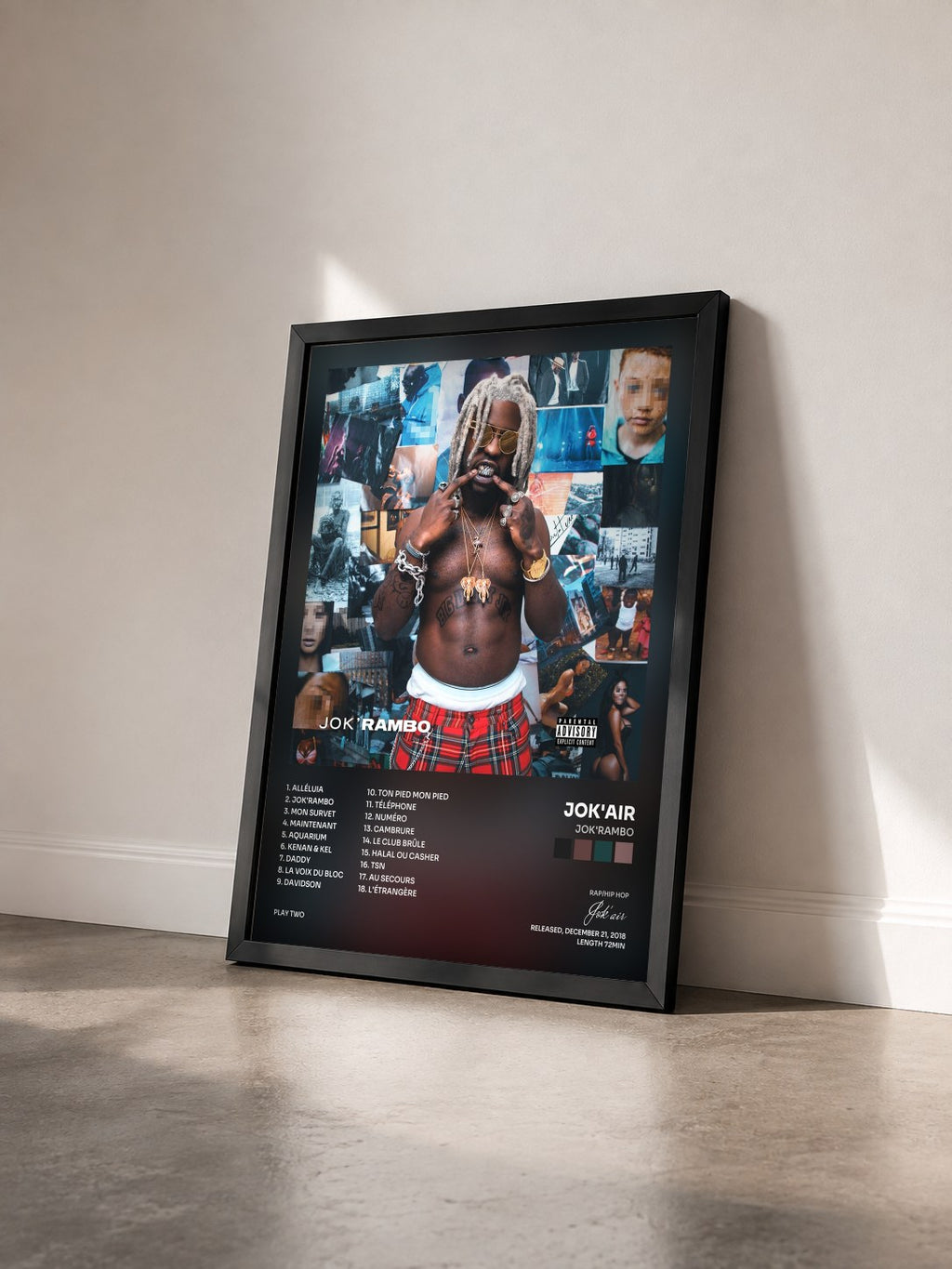 #noir Tableau de l'album Jok'Rambo de Jok'air vu de trois quarts, cadre noir