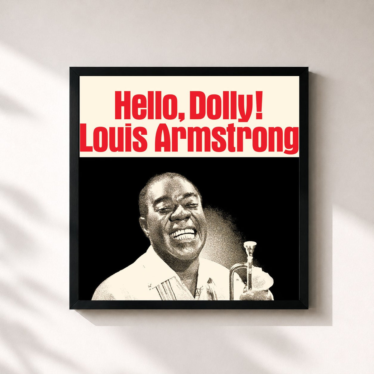 #noir Tableau carré de l'album Hello, Dolly! (Remastered) de Louis Armstrong, cadre noir 32x32 cm