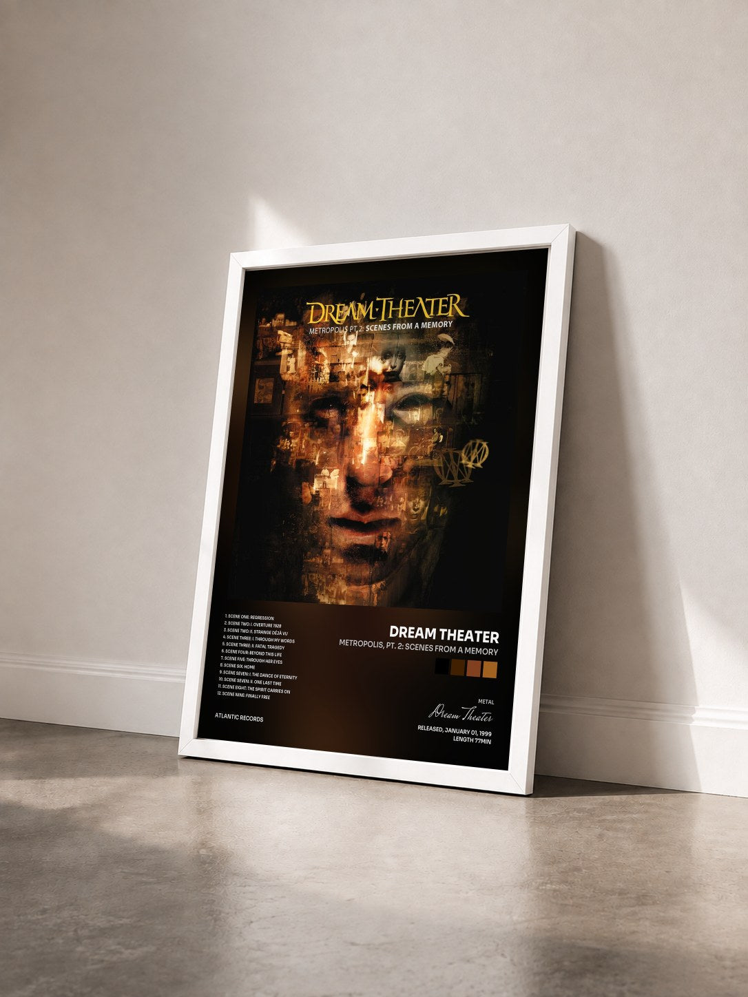 #blanc Metropolis, Pt. 2: Scenes from a Memory di Dream Theater in stampa incorniciata vista di tre quarti, cornice bianca