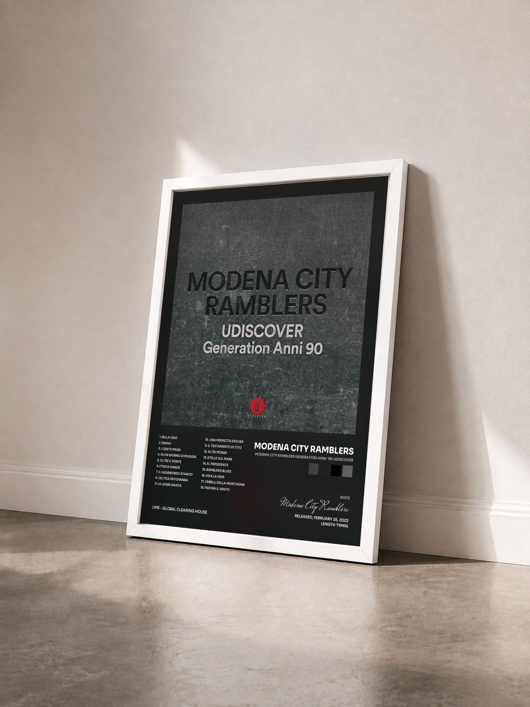#blanc Tableau de l'album Modena City Ramblers Generation Anni '90 Udiscover de Modena City Ramblers vu de trois quarts, cadre blanc
