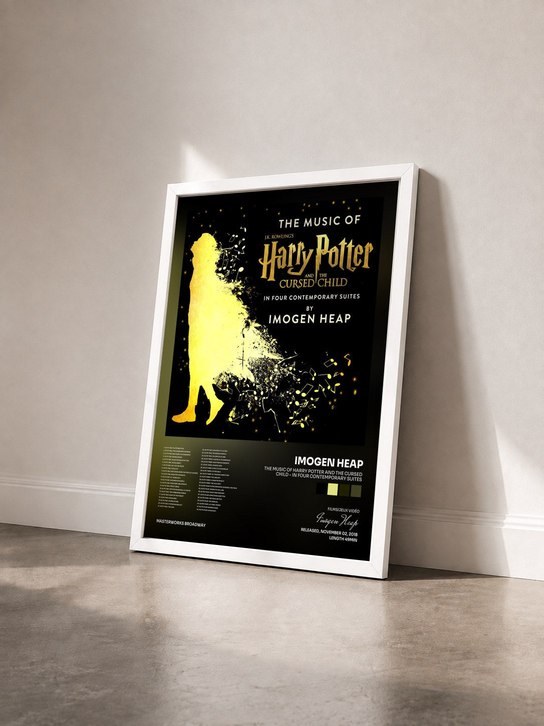 #blanc Tableau de l'album The Music of Harry Potter and the Cursed Child - In Four Contemporary Suites de Imogen Heap vu de trois quarts, cadre blanc