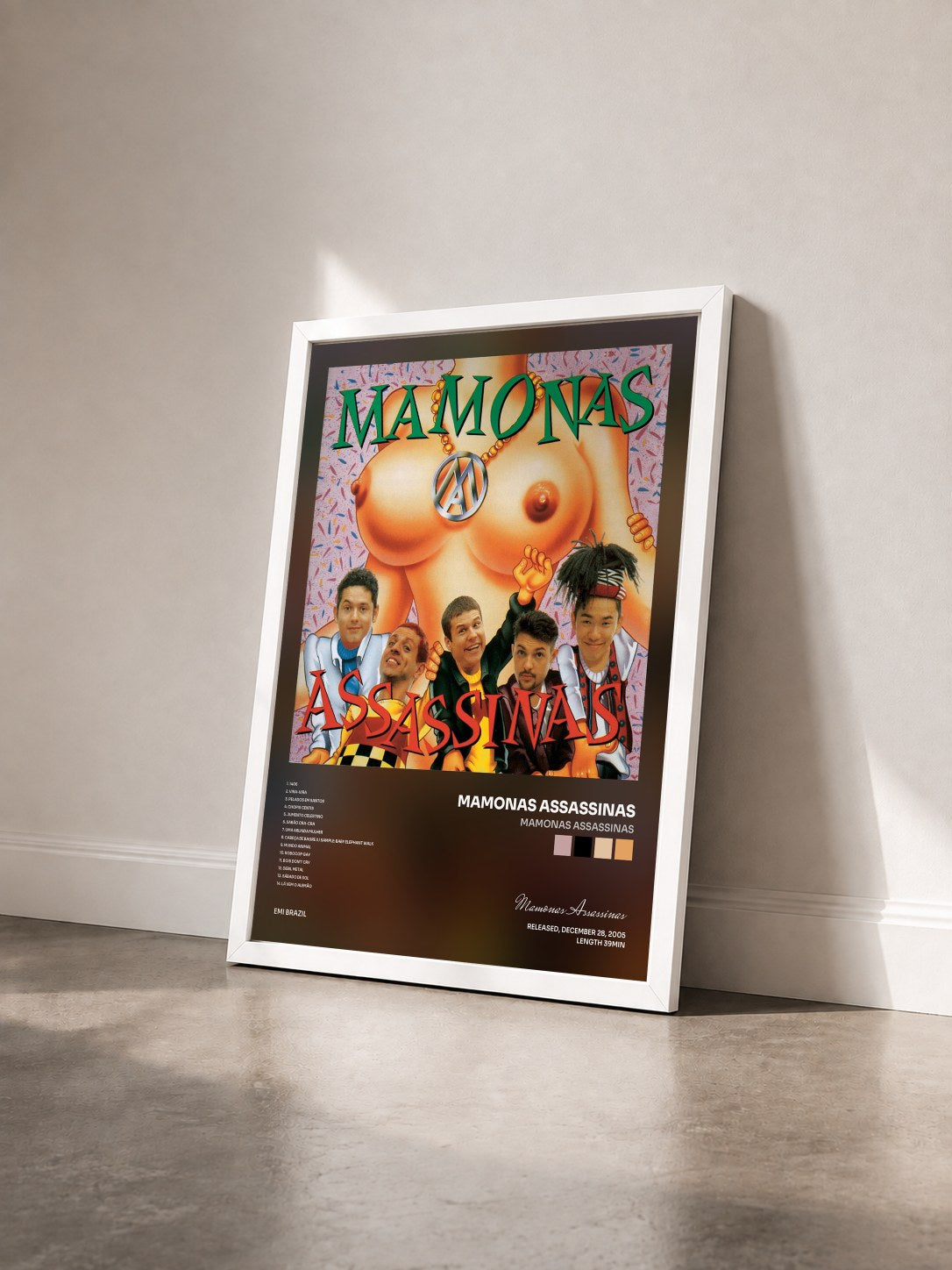 #blanc Tableau de l'album Mamonas Assassinas de Mamonas Assassinas vu de trois quarts, cadre blanc