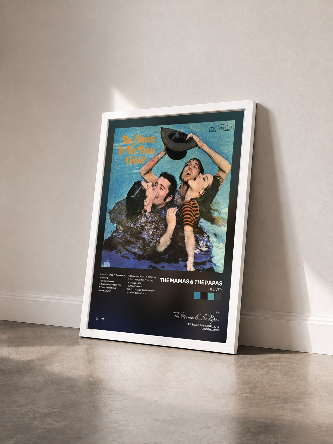 #blanc Tableau de l'album Deliver de The Mamas & The Papas vu de trois quarts, cadre blanc