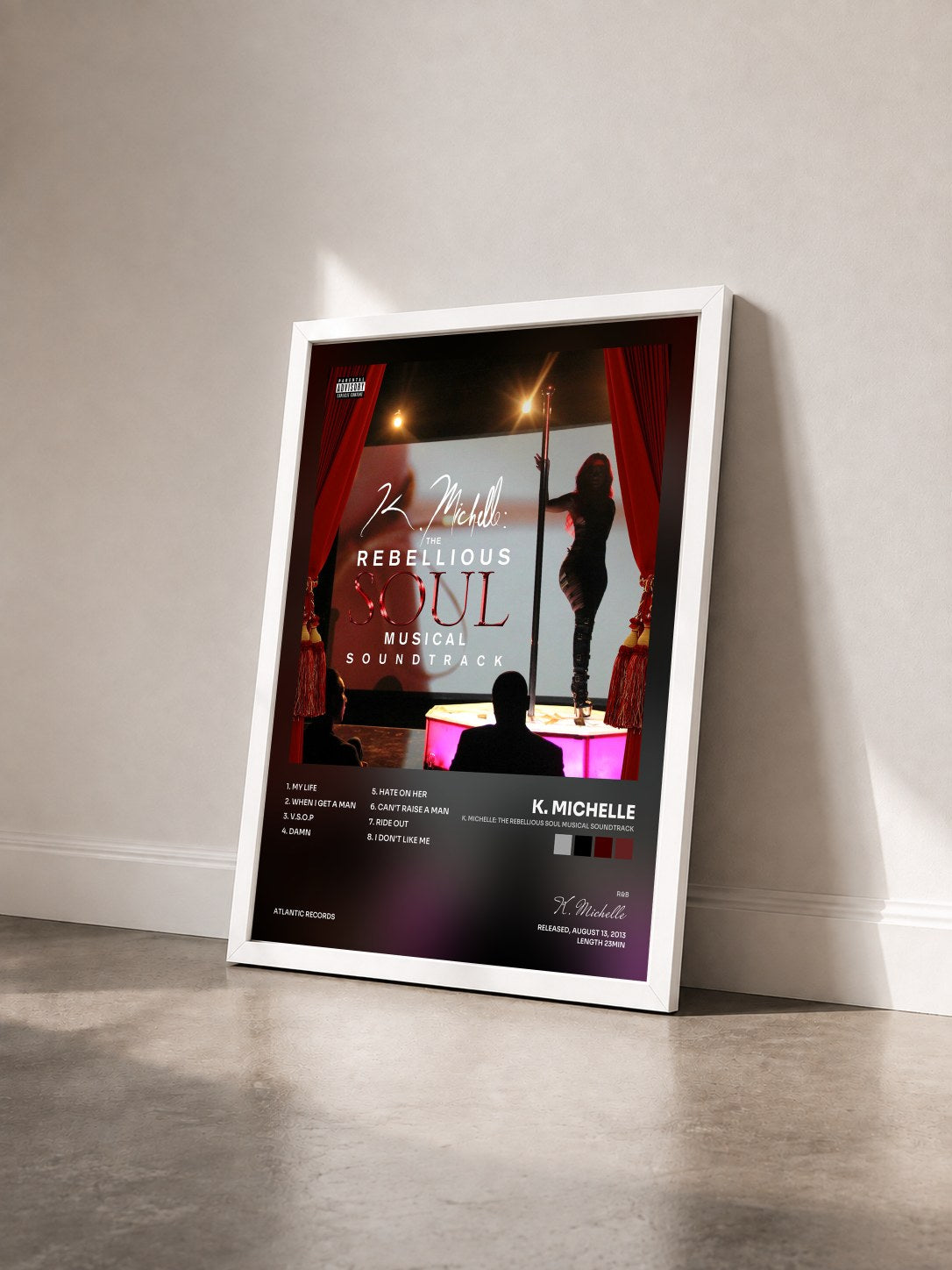 #blanc Tableau de l'album K. Michelle: The Rebellious Soul Musical Soundtrack de K. Michelle vu de trois quarts, cadre blanc