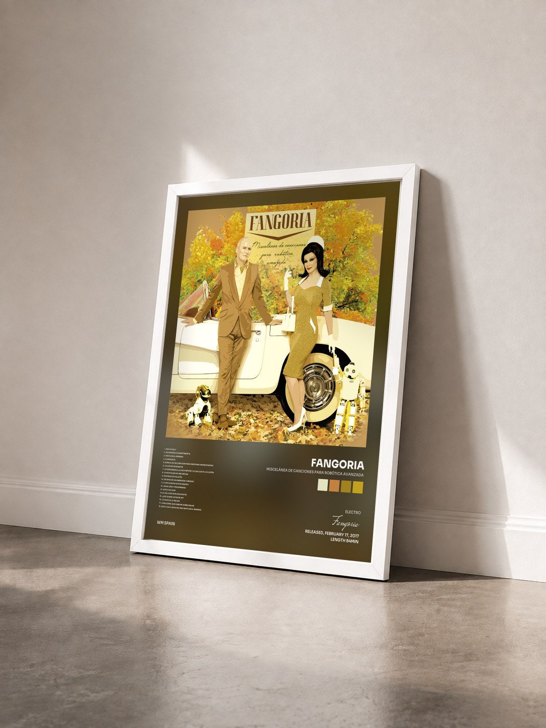 #blanc Tableau de l'album Miscelánea de canciones para robótica avanzada de Fangoria vu de trois quarts, cadre blanc