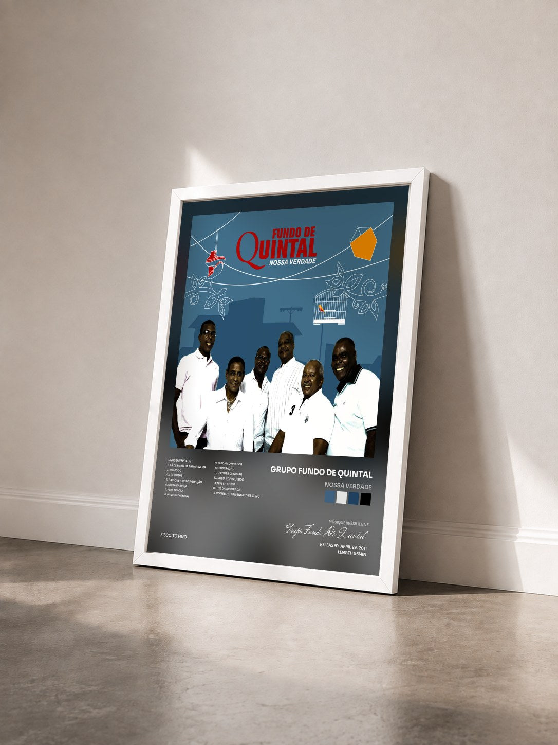 #blanc Tableau de l'album Nossa Verdade de Grupo Fundo De Quintal vu de trois quarts, cadre blanc