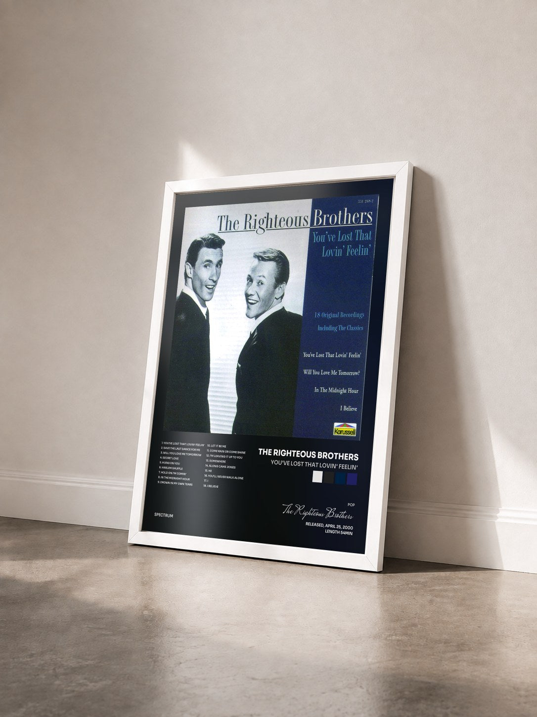 #blanc Tableau de l'album You've Lost That Lovin' Feelin' de The Righteous Brothers vu de trois quarts, cadre blanc