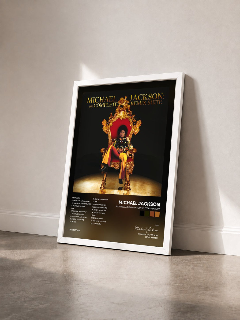 #blanc Tableau de l'album Michael Jackson: The Complete Remix Suite de Michael Jackson vu de trois quarts, cadre blanc