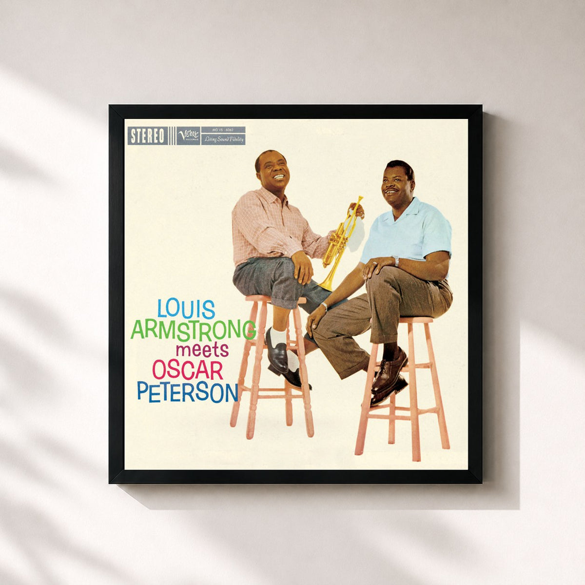 #noir Tableau carré de l'album Louis Armstrong Meets Oscar Peterson (Expanded Edition) de Louis Armstrong, cadre noir 32x32 cm