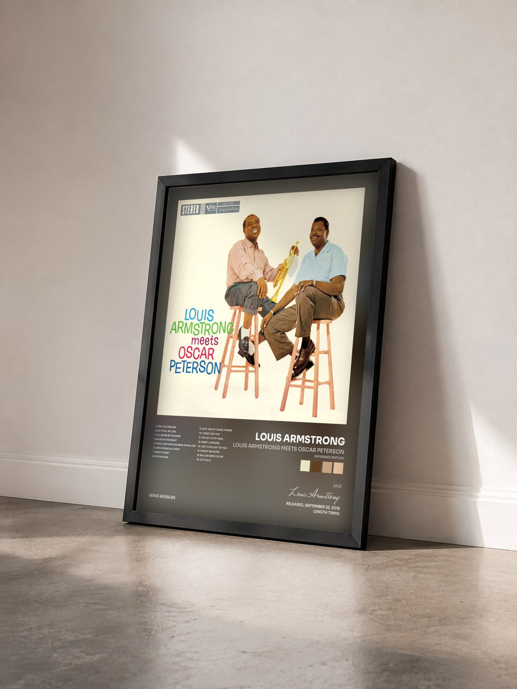 #noir Tableau de l'album Louis Armstrong Meets Oscar Peterson (Expanded Edition) de Louis Armstrong vu de trois quarts, cadre noir