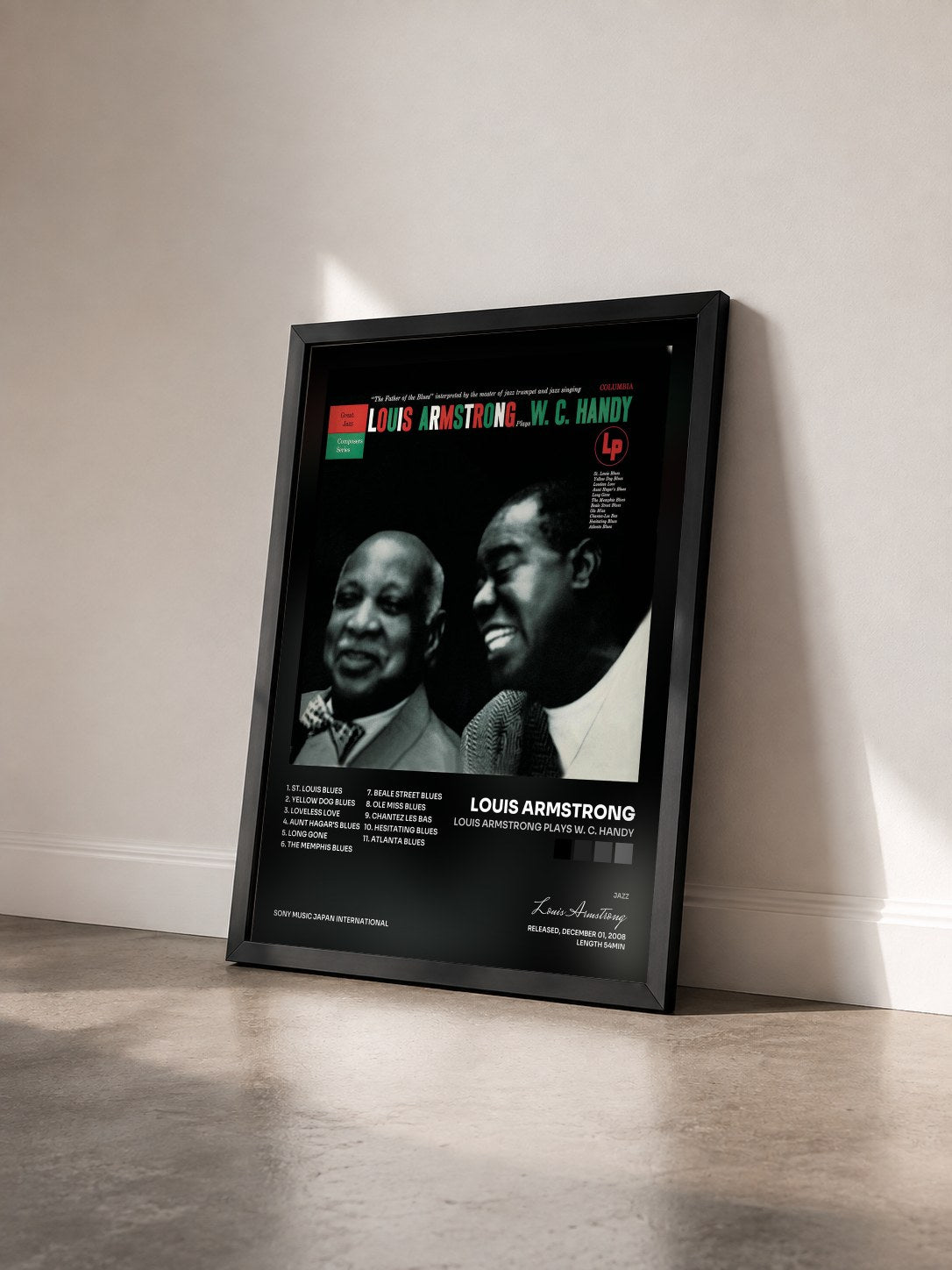 #noir Tableau de l'album Louis Armstrong Plays W. C. Handy de Louis Armstrong vu de trois quarts, cadre noir