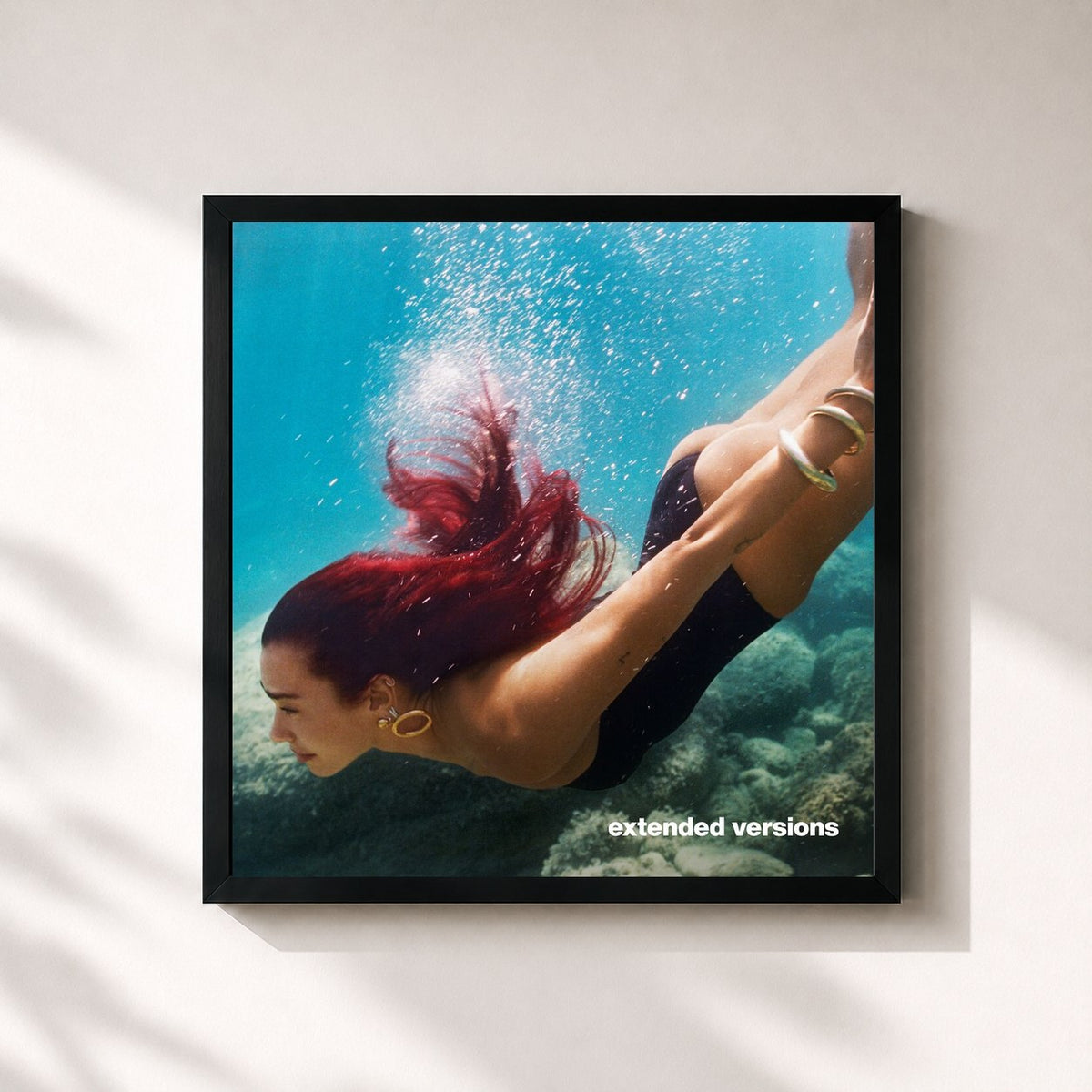 #noir Tableau carré de l'album Radical Optimism (Extended Versions) de Dua Lipa, cadre noir 32x32 cm