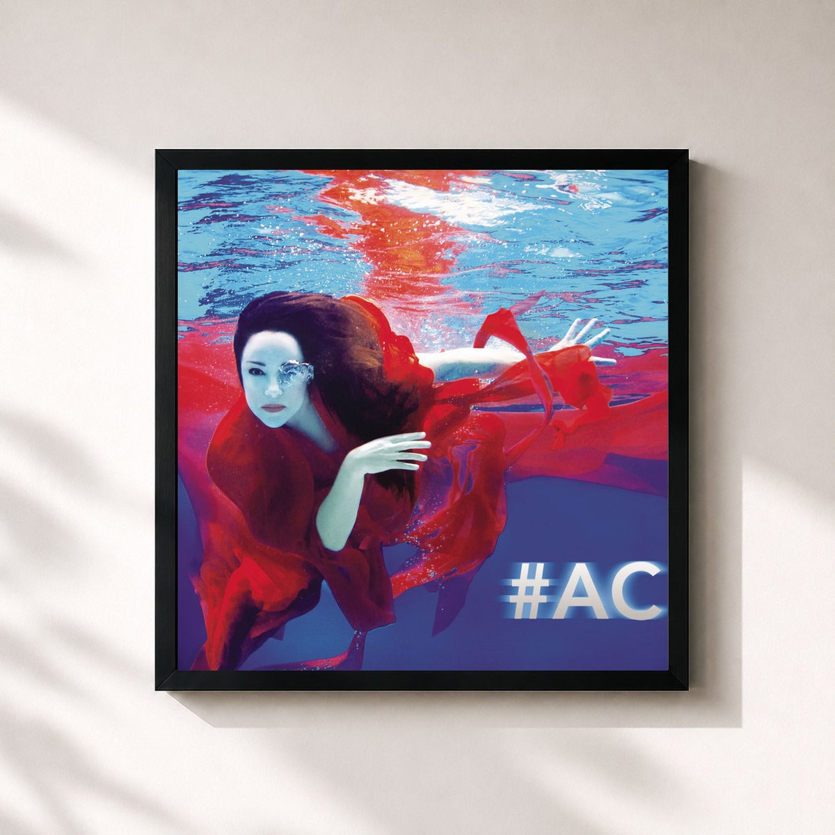 #noir Tableau carré de l'album #AC de Ana Carolina, cadre noir 32x32 cm
