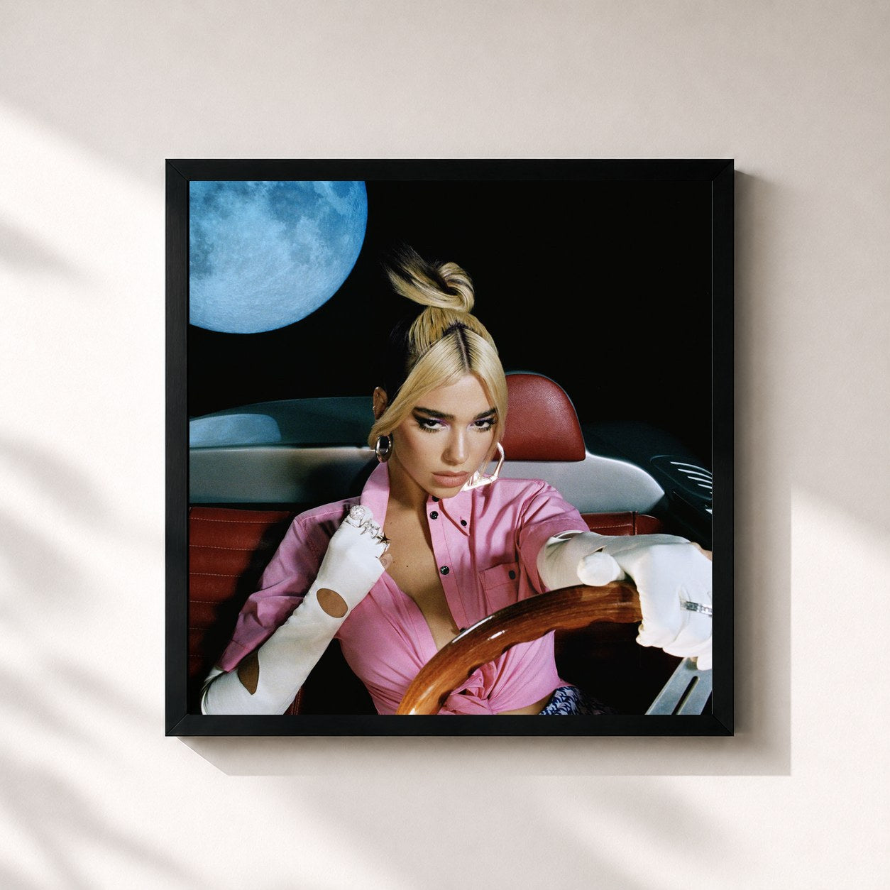 #noir Tableau carré de l'album Future Nostalgia de Dua Lipa, cadre noir 32x32 cm