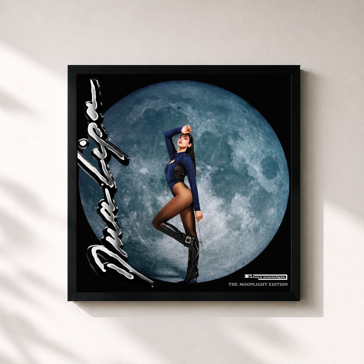 #noir Tableau carré de l'album Future Nostalgia (The Moonlight Edition) de Dua Lipa, cadre noir 32x32 cm