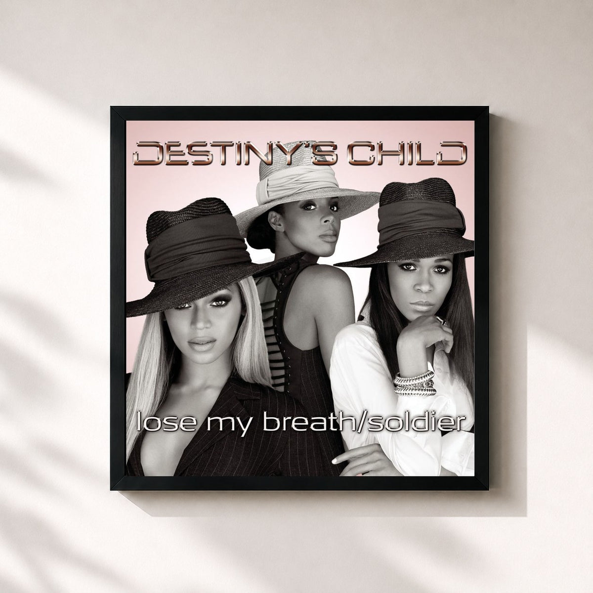 #noir Lose My Breath / Soldier di Destiny's Child in stampa quadrata incorniciata, cornice nera 32x32 cm