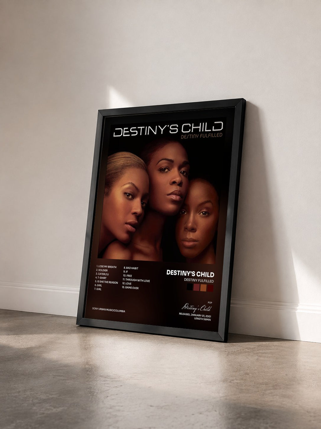 #noir Destiny Fulfilled di Destiny's Child in stampa incorniciata vista di tre quarti, cornice nera