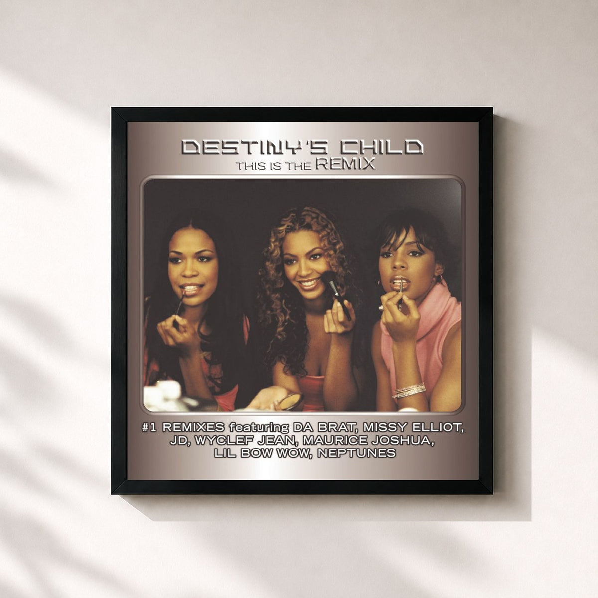 #noir This Is The Remix di Destiny's Child in stampa quadrata incorniciata, cornice nera 32x32 cm