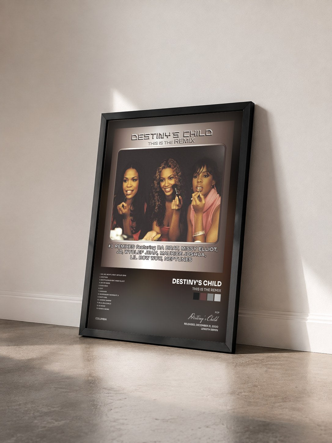 #noir This Is The Remix di Destiny's Child in stampa incorniciata vista di tre quarti, cornice nera