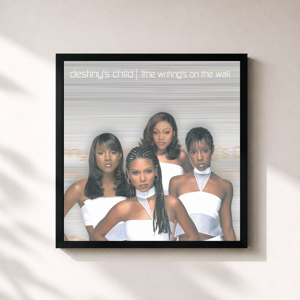 #noir The Writing's On The Wall di Destiny's Child in stampa quadrata incorniciata, cornice nera 32x32 cm