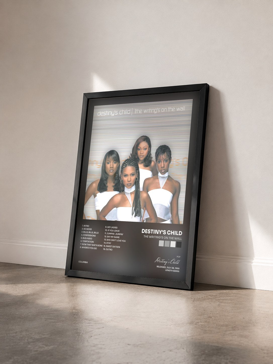 #noir The Writing's On The Wall di Destiny's Child in stampa incorniciata vista di tre quarti, cornice nera