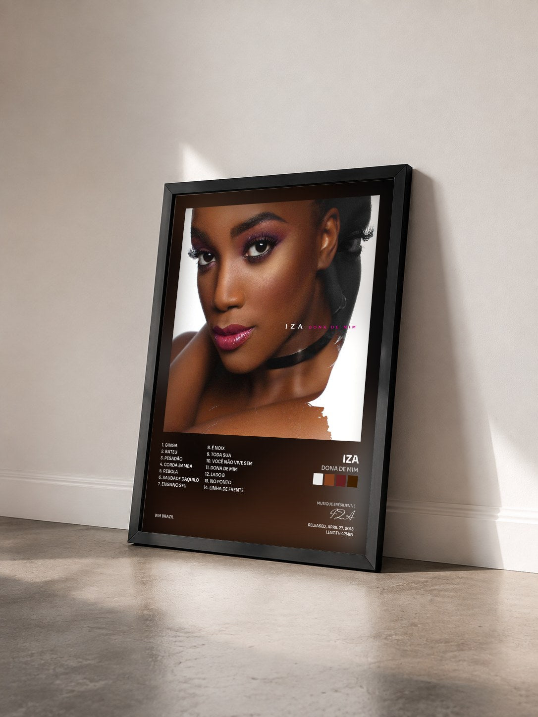 #noir Dona by mim de IZA as a framed art print seen at an angle, black frame