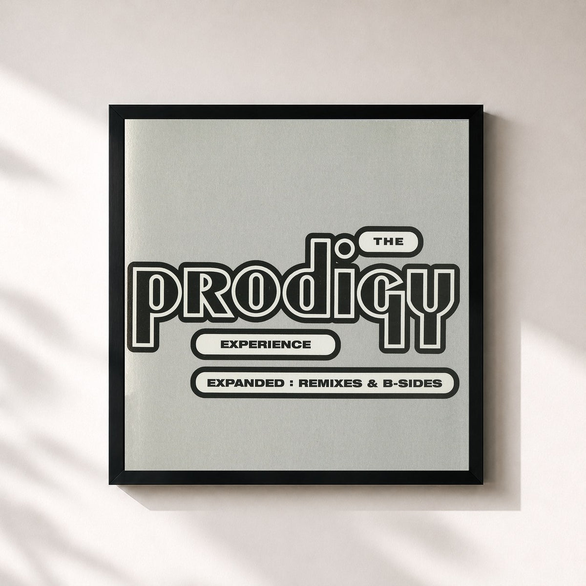 #noir Tableau carré de l'album Experience: Expanded (Remixes & B-sides) de The Prodigy, cadre noir 32x32 cm