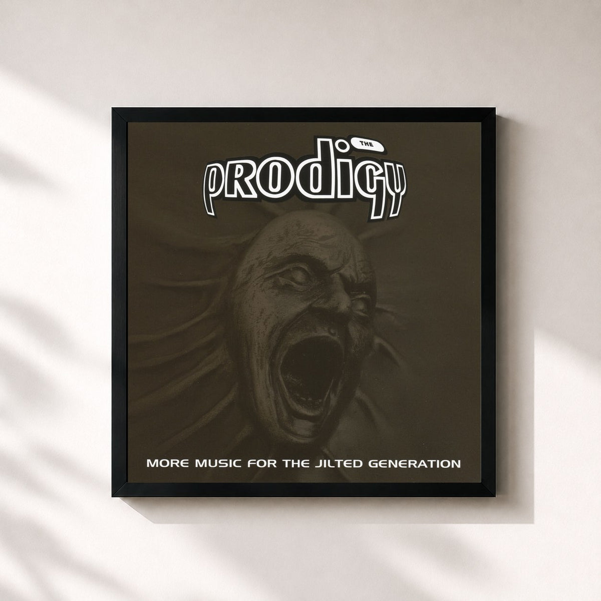 #noir Tableau carré de l'album More Music for the Jilted Generation de The Prodigy, cadre noir 32x32 cm