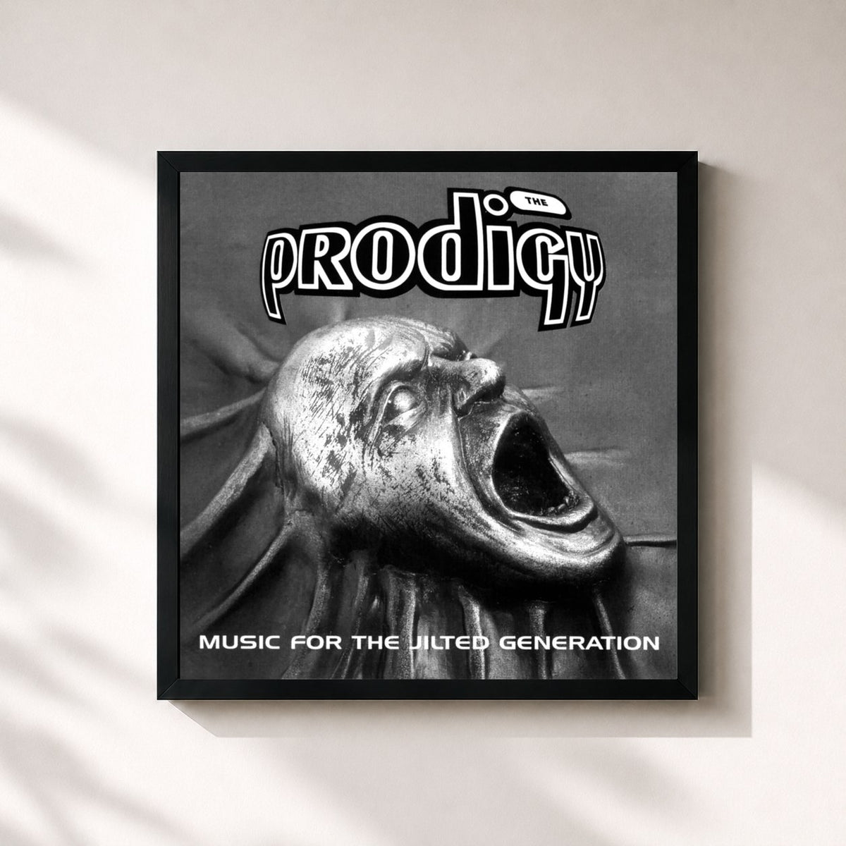 #noir Tableau carré de l'album Music for the Jilted Generation de The Prodigy, cadre noir 32x32 cm