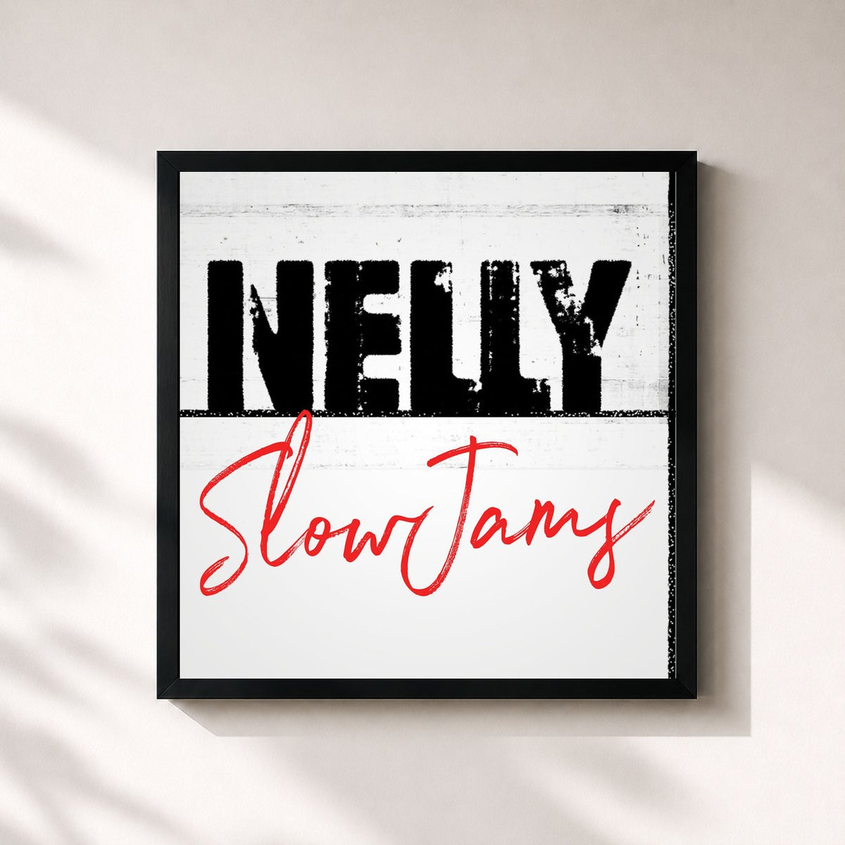 #noir Nelly Slow Jams di Nelly in stampa quadrata incorniciata, cornice nera 32x32 cm