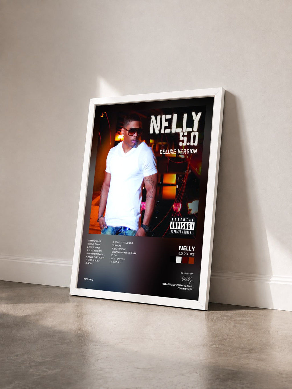 #blanc 5.0 Deluxe by Nelly as a framed art print seen at an angle, white frame