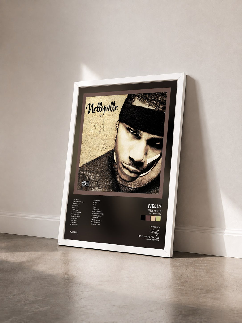 #blanc Nellyville (Deluxe Edition) di Nelly in stampa incorniciata vista di tre quarti, cornice bianca