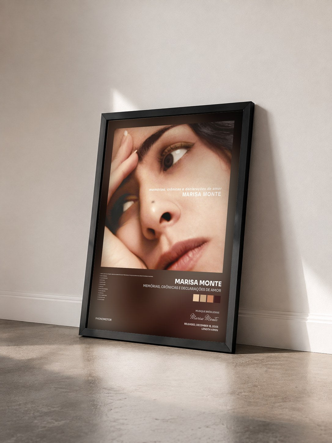 #noir Tableau de l'album Memórias, Crônicas e Declarações de Amor de Marisa Monte vu de trois quarts, cadre noir