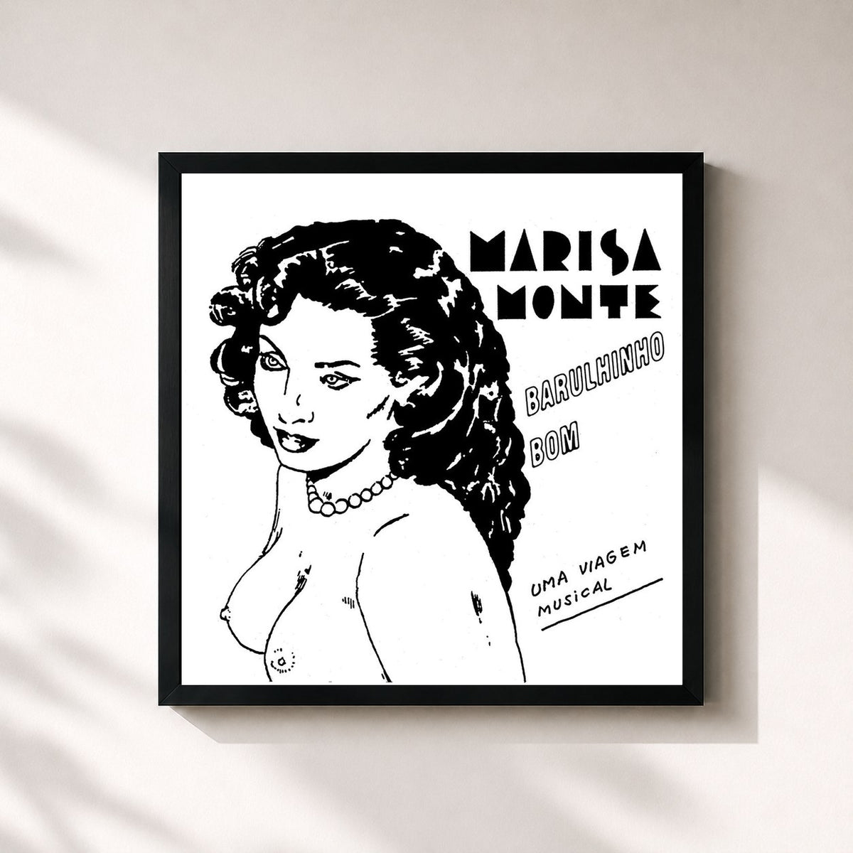 #noir Tableau carré de l'album Barulhinho Bom de Marisa Monte, cadre noir 32x32 cm