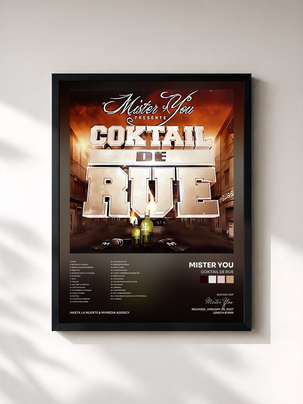 #noir Tableau de l'album Coktail De Rue de Mister You, cadre noir, imprimé et encadré en France