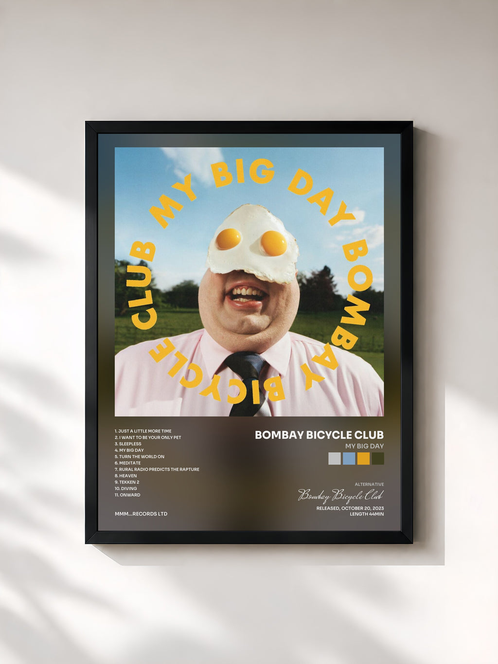 #noir Tableau de l'album My Big Day de Bombay Bicycle Club, cadre noir, imprimé et encadré en France