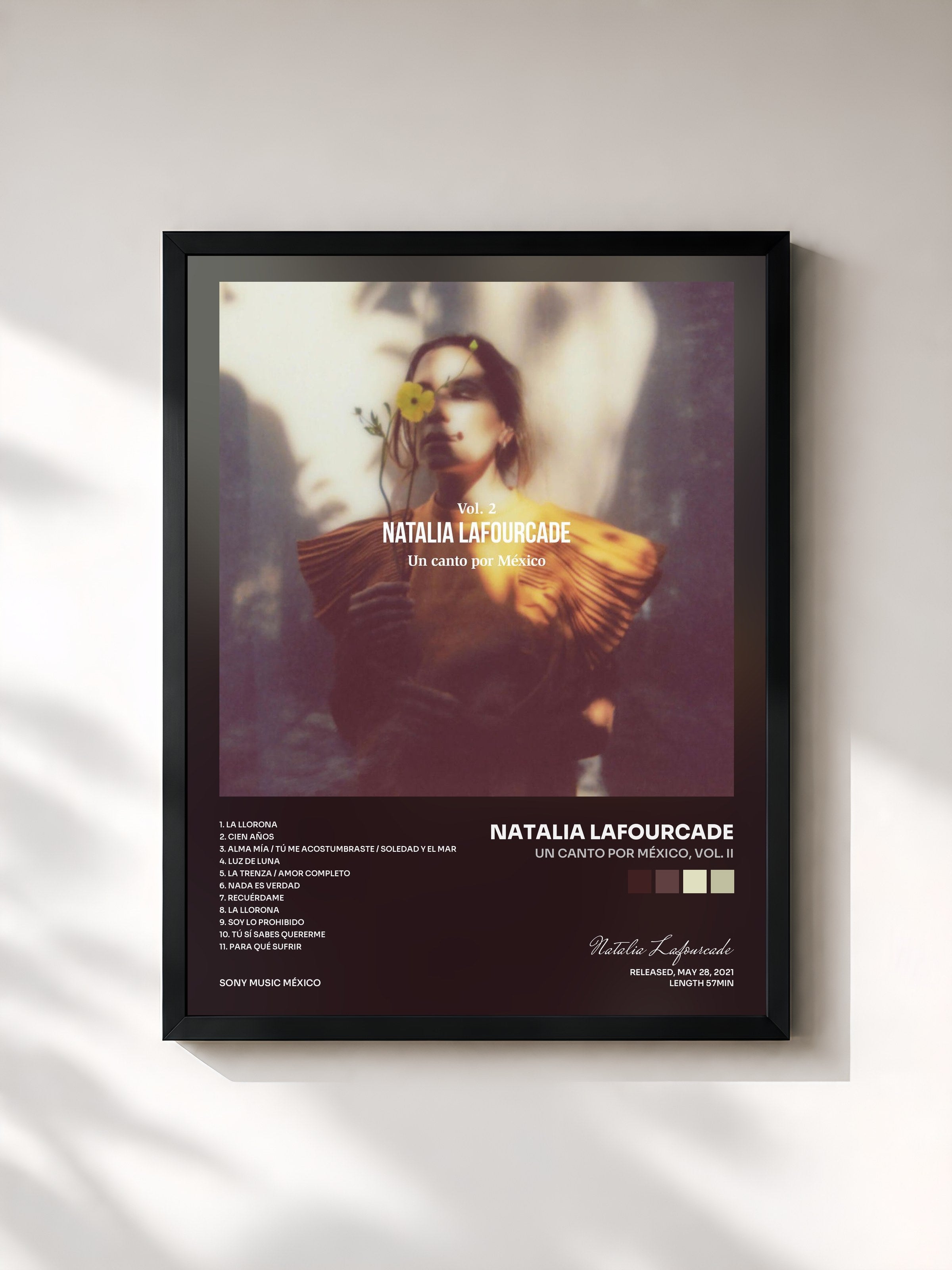 #noir Tableau de l'album Un Canto por México, Vol. II de Natalia Lafourcade, cadre noir, imprimé et encadré en France