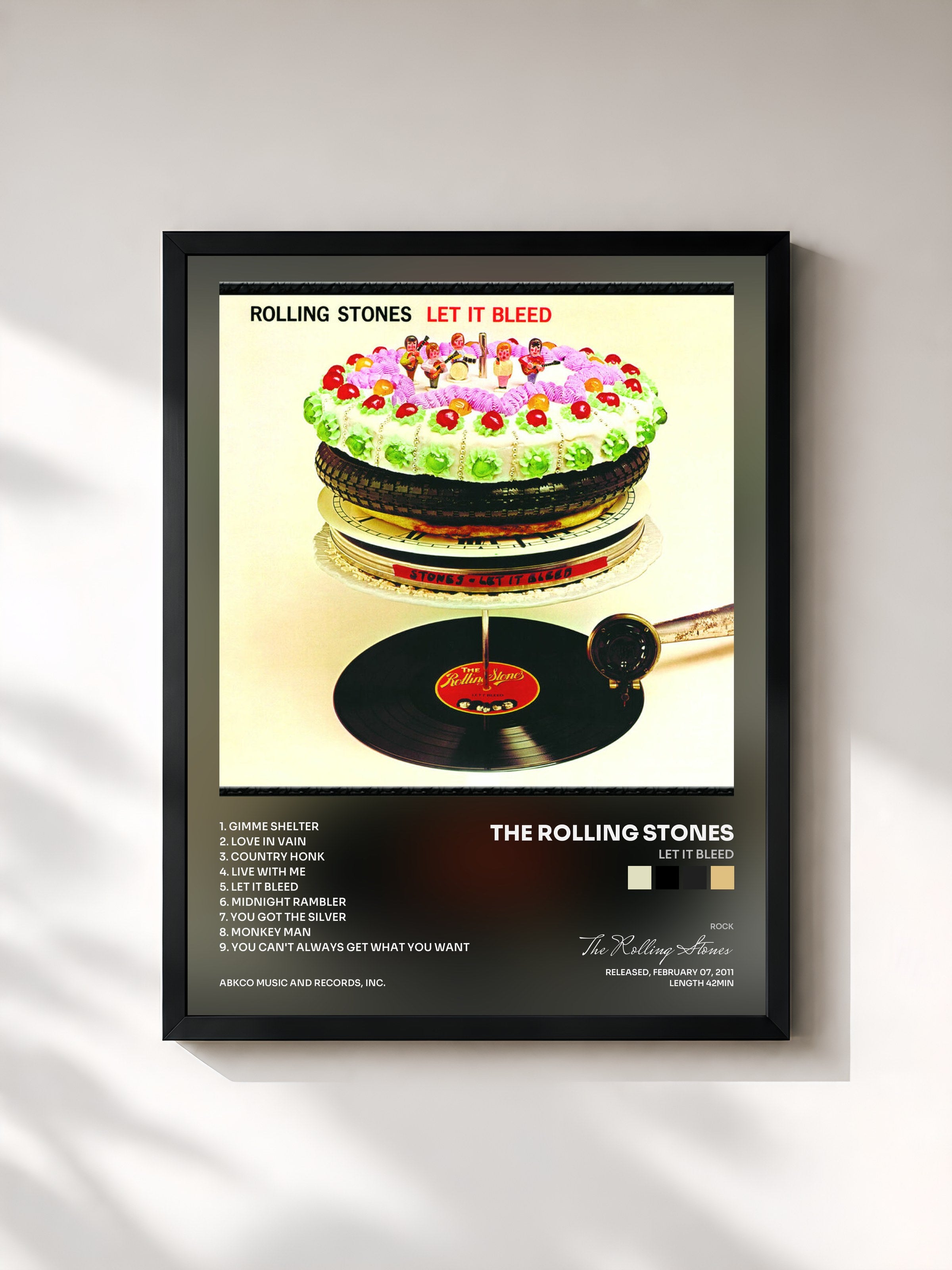 #noir Let It Bleed de The Rolling Stones en lámina enmarcada, marco negro, impresa y enmarcada en Francia