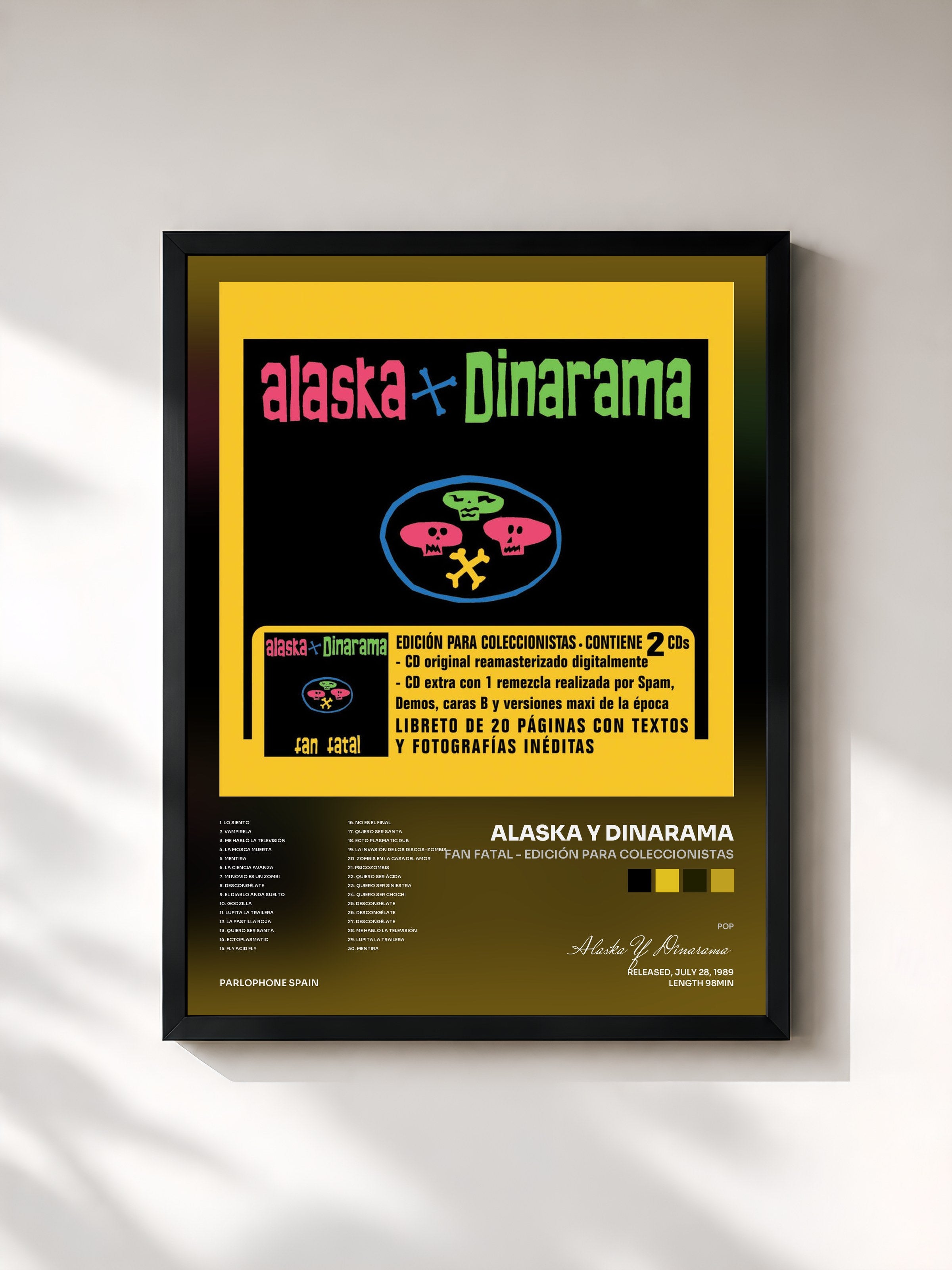 #noir Tableau de l'album Fan Fatal - Edición Para Coleccionistas de Alaska Y Dinarama, cadre noir, imprimé et encadré en France