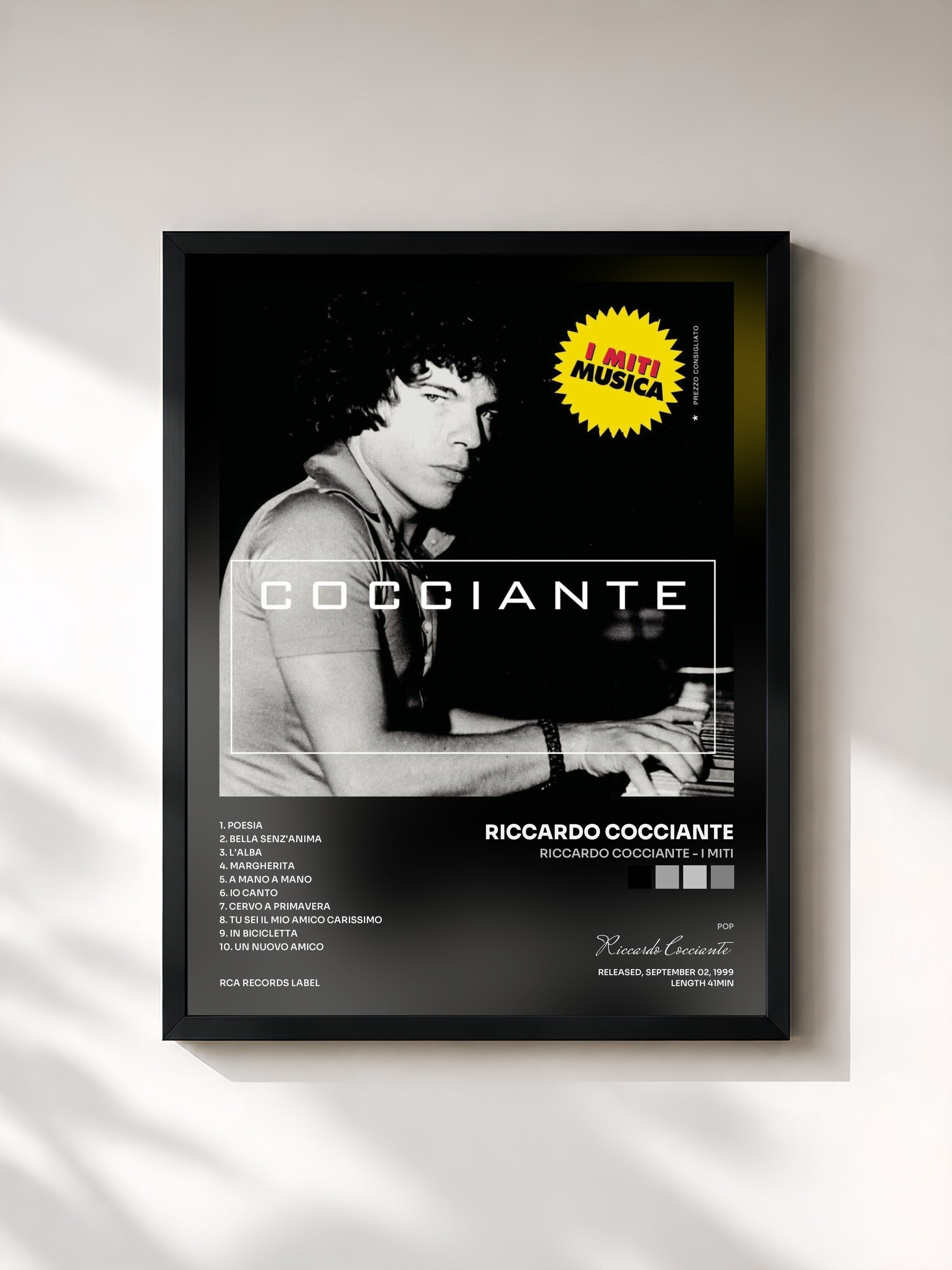 #noir Tableau de l'album Riccardo Cocciante - I Miti de Riccardo Cocciante, cadre noir, imprimé et encadré en France
