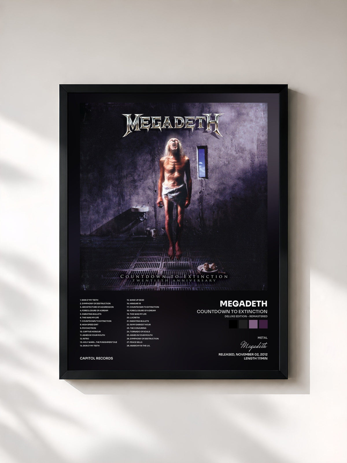 #noir Tableau de l'album Countdown To Extinction (Deluxe Edition - Remastered) de Megadeth, cadre noir, imprimé et encadré en France