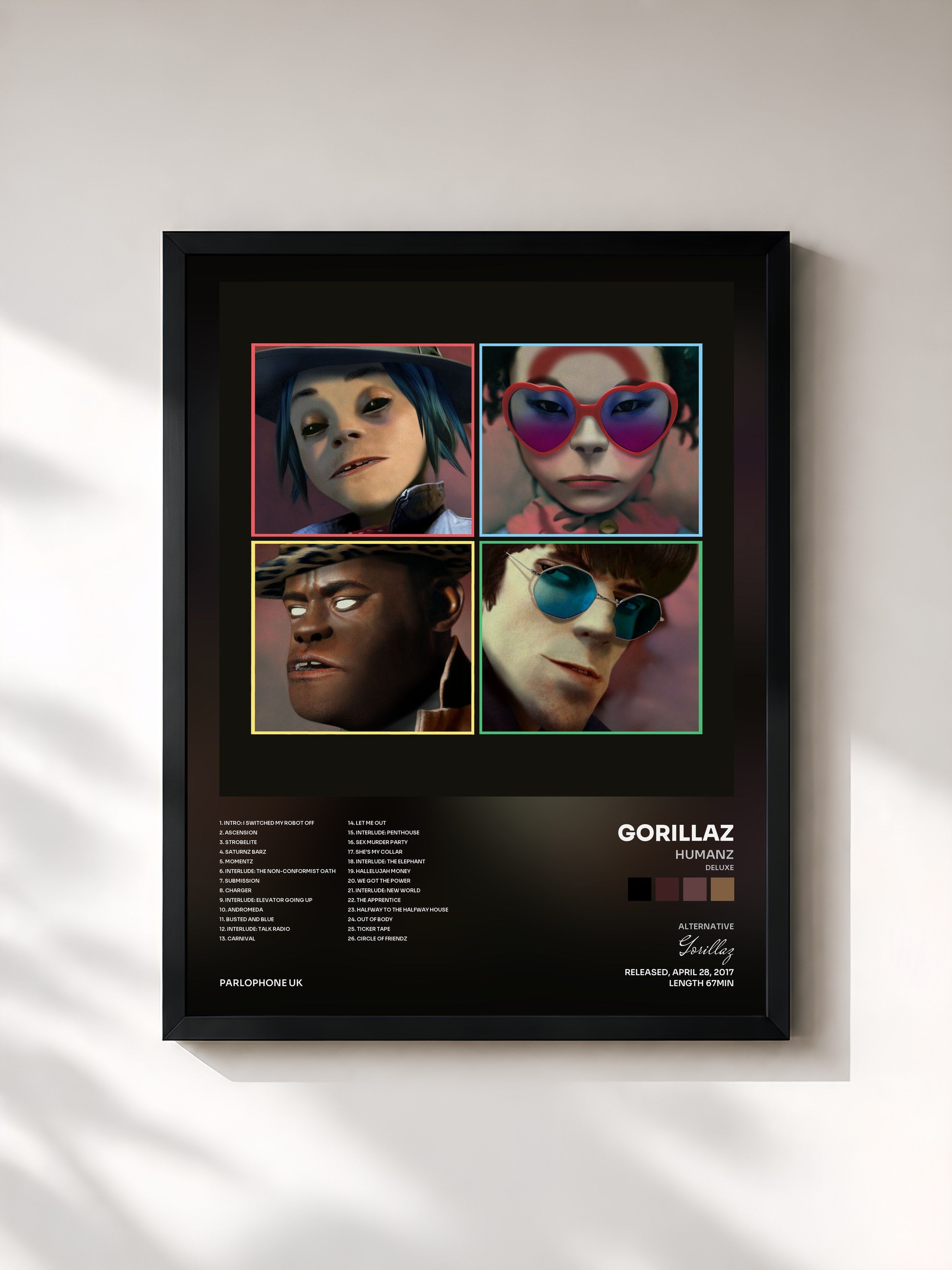 #noir Humanz (Deluxe) by Gorillaz as a framed art print, black frame, printed and framed in France