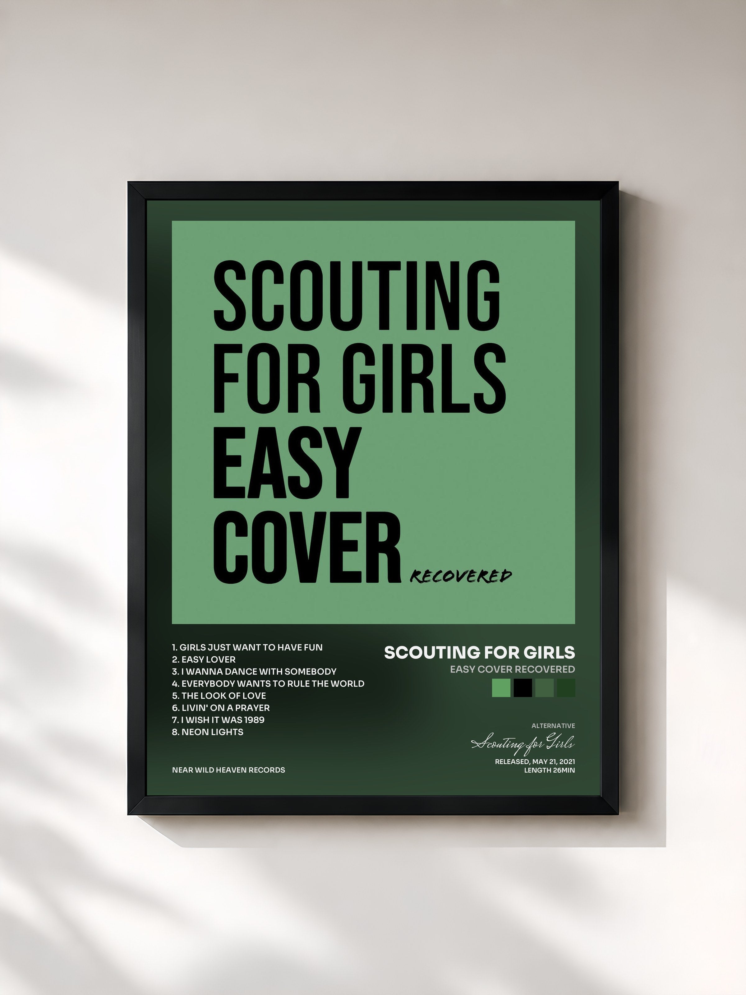#noir Tableau de l'album Easy Cover ReCoVeReD de Scouting for Girls, cadre noir, imprimé et encadré en France