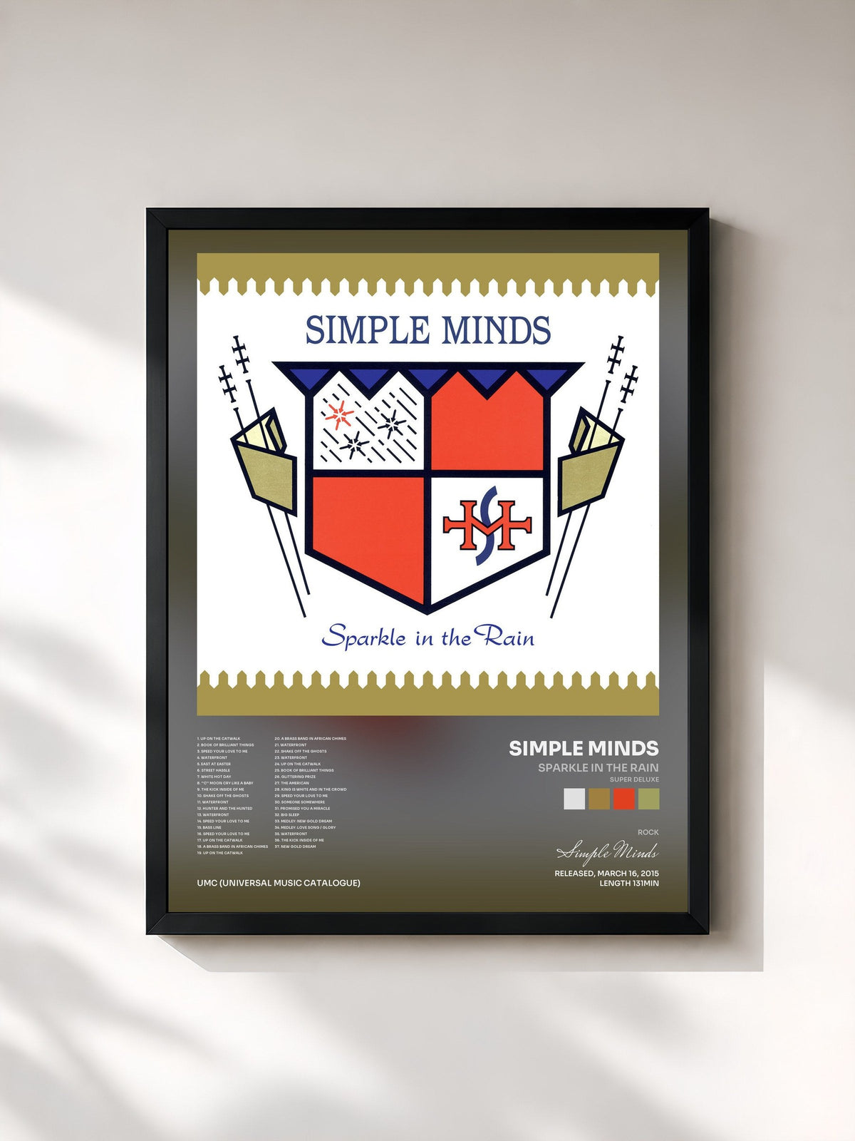 #noir Sparkle In The Rain (Super Deluxe) di Simple Minds in stampa incorniciata, cornice nera, stampata e incorniciata in Francia
